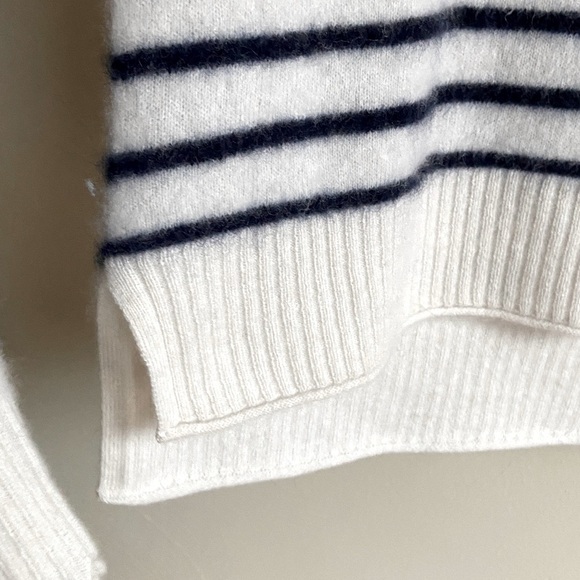 Rachel Zoe 100% Cashmere White and Navy Striped Sweater XL - Picture 6 of 14